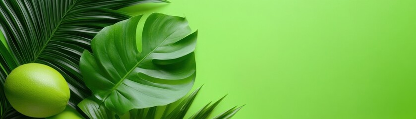 Fototapeta premium A green background with a leafy green plant and a bunch of green leaves
