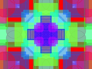 A high resolution Hand Drawn Colorful Intersection shapes and Kaleidoscope Pattern