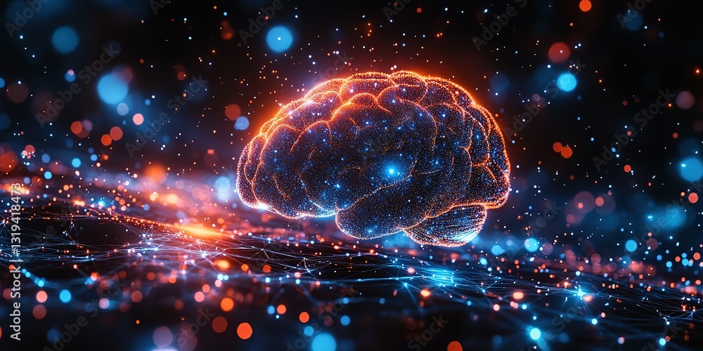 Poster artificial intelligence neural mind digital background perfect for tech processes, neural networks, 