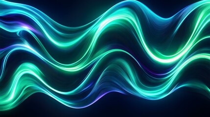 A vibrant abstract illustration of flowing luminescent wave patterns