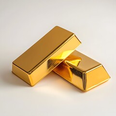Two Gleaming Gold Bars on a Minimal Light Background Concept of Wealth and Financial Stability