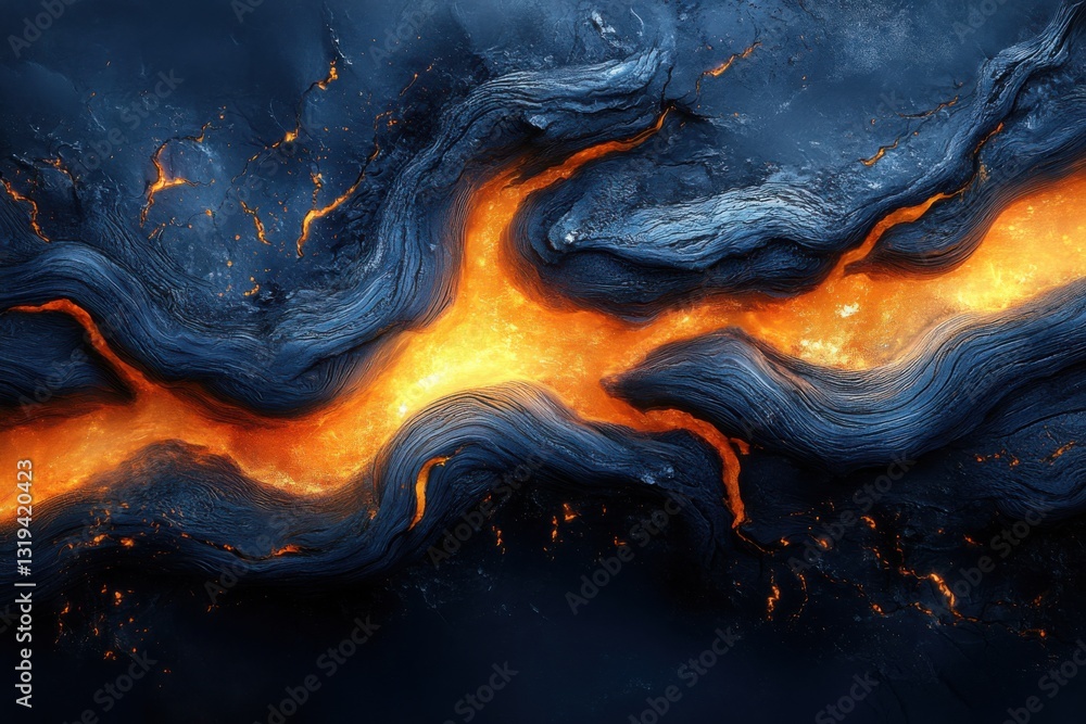 Aufkleber abstract image showcasing a vibrant orange flow against a dark blue texture the contrast creates a d