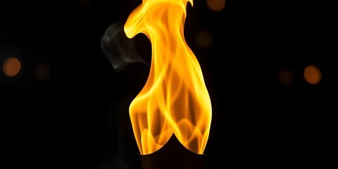 A Close-Up of a Single Flame Burning Brightly Against a Dark Background with Out-of-Focus Lights