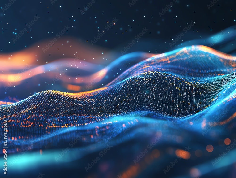 Wall mural digital code flowing over a blue background, symbolizing data or cybersecurity the concept of digita