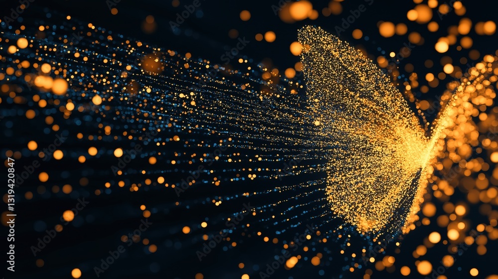 Poster digital butterfly visualization created from thousands of data points in a stunning abstract design