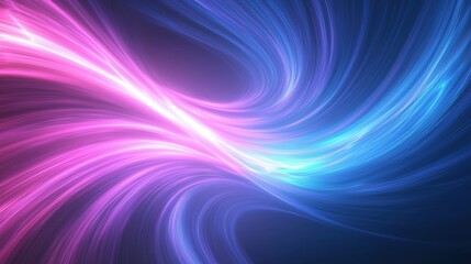 Obraz premium Flowing Abstract Neon Waves in Deep Blue Background Captivating Light Motion and Colors for Creative Projects
