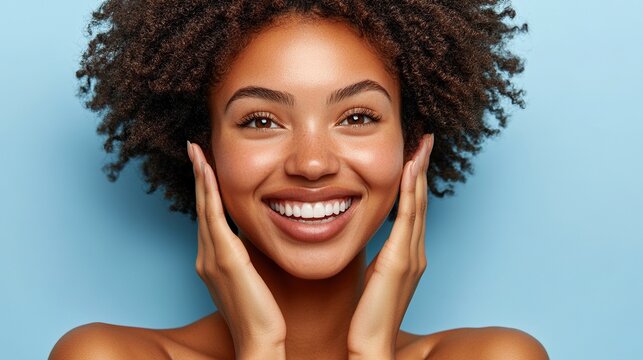 A woman with a beautiful smile and a nice complexion