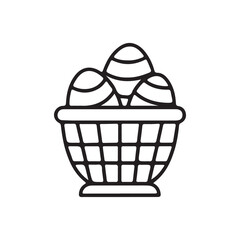 Editable Black & White Easter Basket with Eggs – Scalable Vector Illustration for UI, UX, Stickers, Web Icons, Holiday Posters, Print Designs, and Greeting Card Templates