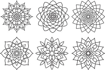Set of Decorative Mandala Designs – Intricate Oriental Mandala Patterns for Coloring Pages, Meditation Art, and Digital Illustration.