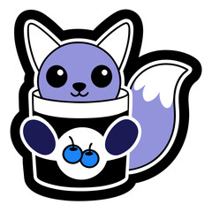 Sticker design of A blueberry yogurt container