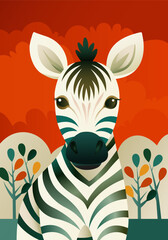 Cute baby zebra with funny face and distinctive stripes