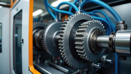 Industrial gear grinding machine in close-up view. Selective focus.