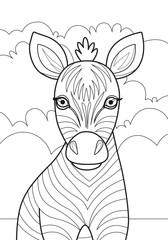 Coloring pages with cute baby zebra. clear lines with no background. It is ideal for children's coloring books, educational materials and children's publications.