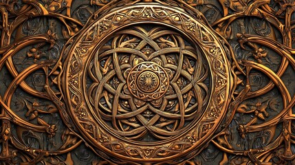 Obraz premium Magnificent Celtic mandala with complex historic elements and geometric precision high resolution wallpaper