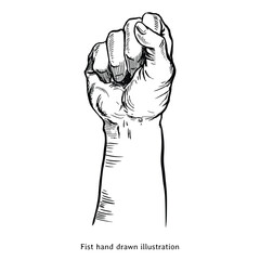 Fist hand illustration. Fist hand drawn illustration in vintage style. Fist hand sketch. Labor day illustration