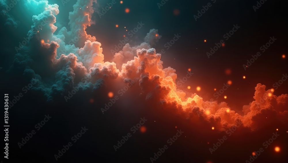 Poster light flare overlay. defocused glow. vintage film effect. blurred orange and blue color smeared flec