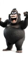 Naklejka premium Playful Gorilla - 3D Animal Illustration Full of Humor and Charm
