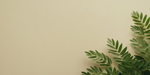 green leaves on a wooden background