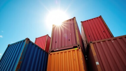 Fototapeta premium Industrial Containers for import export concept.