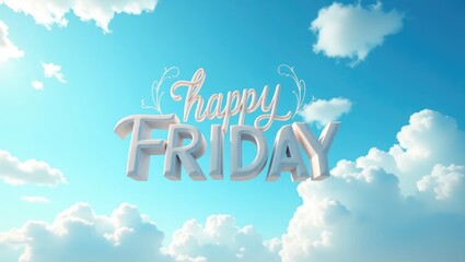 Joyful Friday text set against a stunning blue cloudy sky