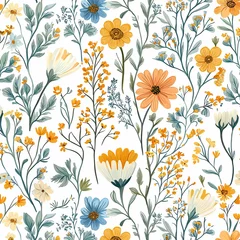  Floral seamless pattern on white background