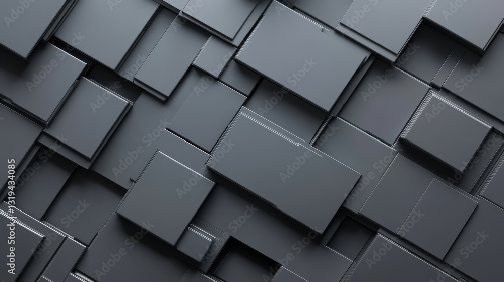 Poster a black and white image of squares and rectangles