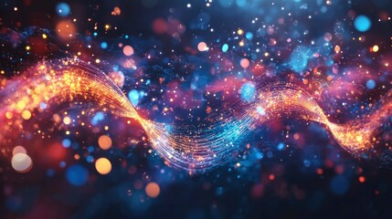 Sound waves creating a dna helix abstract visual art digital artwork vibrant colors creative concept