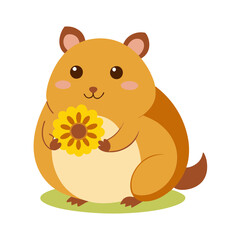 Chubby Hamster Eating a Sunflower Seed Illustration