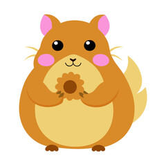 Chubby Hamster Eating a Sunflower Seed Illustration