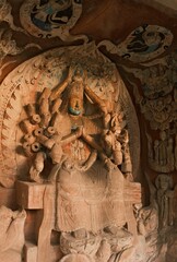 Fototapeta premium Dazu：A series of Chinese religious sculptures and carvings and UNESCO World Heritage Site located in Dazu District, Chongqing, China. The carvings date back as far as the 7th century AD