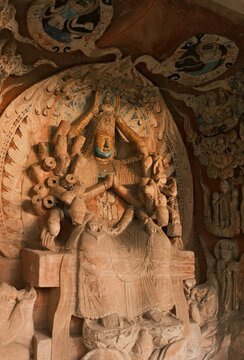 Dazu：A series of Chinese religious sculptures and carvings and UNESCO World Heritage Site located in Dazu District, Chongqing, China. The carvings date back as far as the 7th century AD