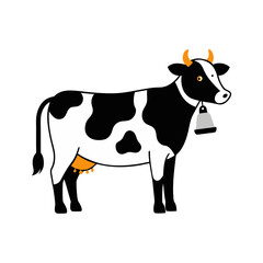 Cow with bell sketch farm animal vector illustration