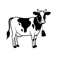 Cow with bell sketch farm animal vector illustration