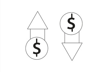 Dollar price up and down vector icon. vector illustration