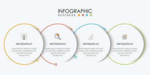Infographic design presentation business infographic template with 4 options can be used for workflow diagram, info chart, web design. vector illustration.