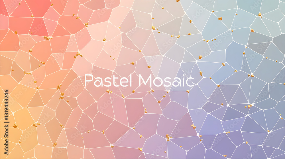 Poster pastel mosaic background: abstract mosaic design with soft pastel colors, subtle lines, and a touch 