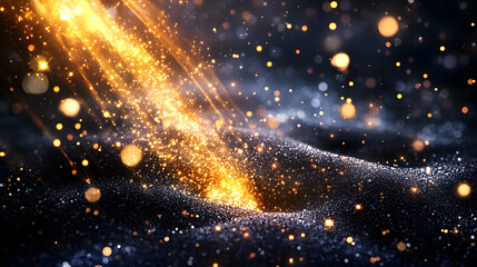 Obraz premium Glittering cosmic dust sparkling lights and bokeh Dark elegant luxurious feel