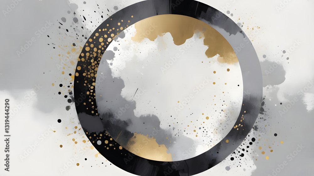 Poster abstract circle design: a captivating abstract design featuring a black circular frame, adorned with