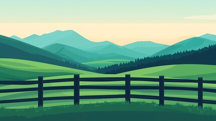 Fototapeta premium Breathtaking countryside serenity rolling hills nature scene tranquil environment wide-angle view peaceful concept