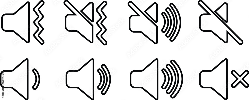 Fototapete volume icon set speaker icon set. volume icon vector loudspeaker icon vector outline icon set 10 eps