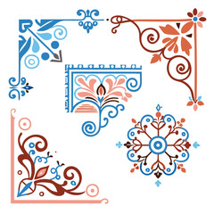 Colorful Floral Pattern with Leaves and Swirls for Summer Banner Decoration
