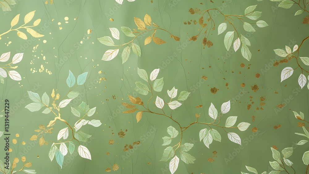 Poster nature's embrace: a repeating pattern of delicate leaves and branches creates a serene and inviting 
