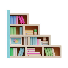 3d bookshelf home interior icon