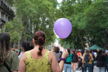 Naklejka premium Women marching during the international feminist demonstration in Buenos Aires, Argentina