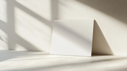 Minimalist White Canvas Mockup with Sunlight Shadows