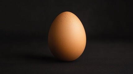 Single Brown Egg on Black Background