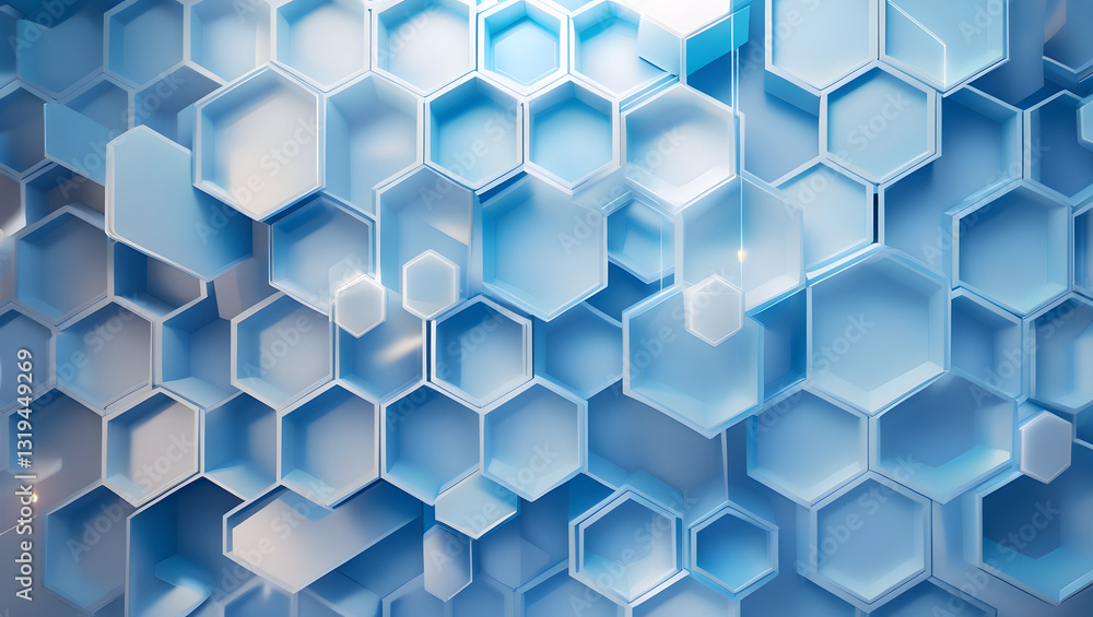 Poster abstract hexagonal network: a mesmerizing abstract display of a network of hexagonal shapes, rendere