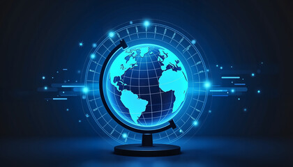 Obraz premium Interactive globe with digital maps in geography lesson, education concept