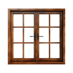 Obraz premium wooden window isolated on transparent background, clipping path, PNG