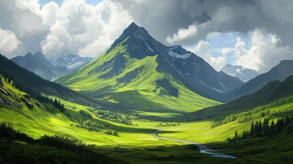 Fototapeta premium Majestic valley adventure winding road and scenic mountain pass in vibrant nature photography